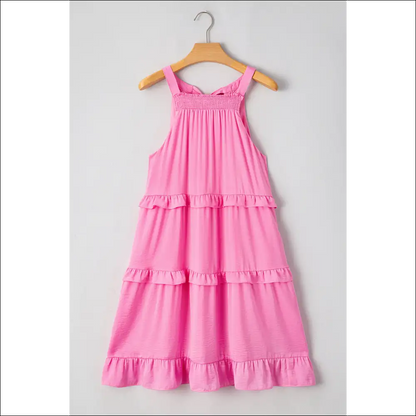 Ruffled Layered Mini Dress with Tied Back - Dresses on Sale Worldwide Shipping