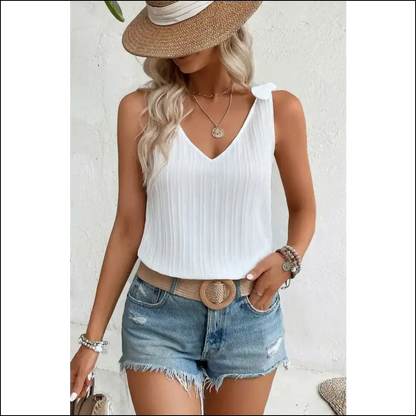 Tied Backless V-neck Tank - Tops on Sale Worldwide Shipping