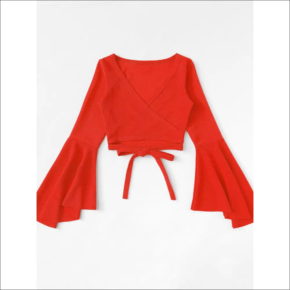 Tied Flare Sleeve Top - Chic & Playful - Orange / m - Tank Tops on Sale Worldwide Shipping