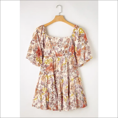 Tied Printed Half Sleeve Mini Dress - Dresses on Sale Worldwide Shipping