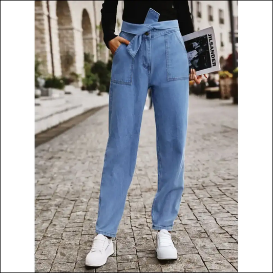 Tied Straight Jeans: Because Life is too Short for Boring Pants 😄👖 - Blue / Xs - Jeans on Sale Worldwide Shipping