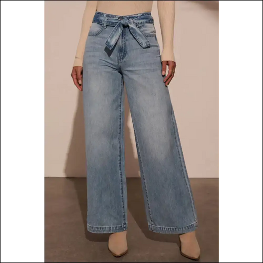 Tied Wide Leg Jeans: where Comfort Meets Chic and Style Says Yassss! 😂💃 - Medium / Xl - Jeans on Sale Worldwide Shipping