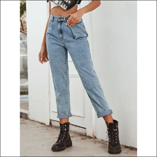 Transform your Life with High Waist Straight Leg Jeans from Needful Things! 😂 - Light Blue / Xs - on Sale Worldwide Shipping
