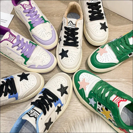 Trendy Contrast Star Round Toe Athletic Sneakers - Shoes on Sale Worldwide Shipping