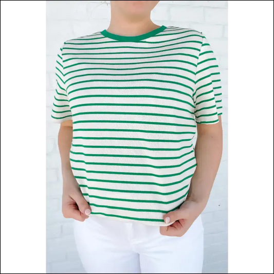 Trendy Green Striped Tee: Finally a Shirt that Fits my Fabulousness! 💚 Needful Things - Stripe / 1x - Plus Size Tops on Sale Worldwide