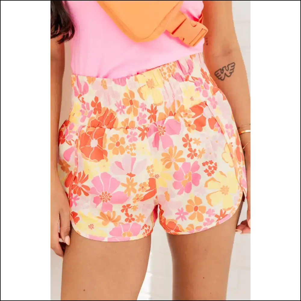 Trendy Printed High Waist Shorts - Gold / Xl - on Sale Worldwide Shipping
