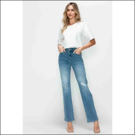 Turn Heads and Break Hearts in Bytos Distressed High Rise Jeans! 💃✨ - Blue / 1(25) - Jeans on Sale Worldwide Shipping