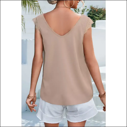 Turn Heads and Drop Jaws in our Lace Eyelash Trim V-neck Tank! - Tank Tops on Sale Worldwide Shipping