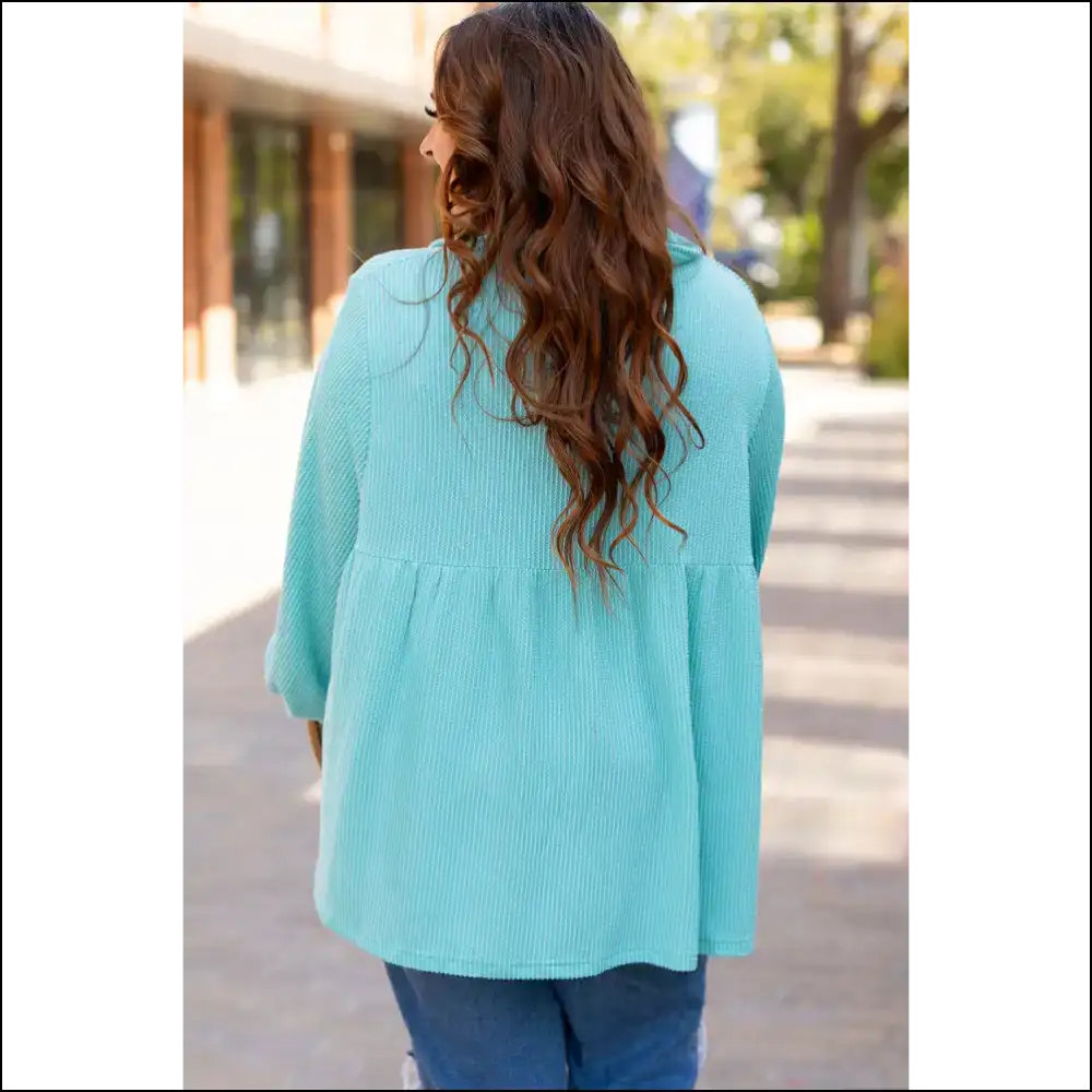 Turquoise Balloon Sleeve: Needful Things for when You’re Feeling Extra 💙 - Plus Size Tops on Sale Worldwide Shipping