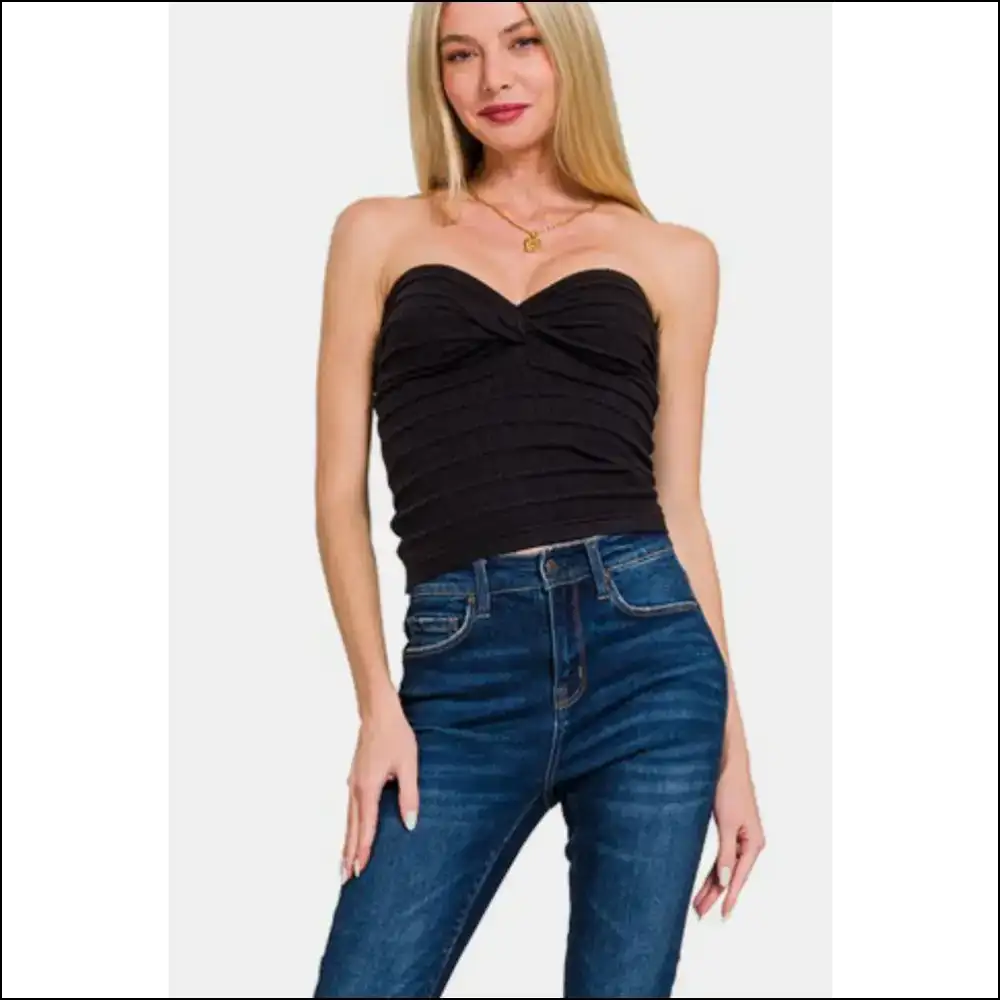 Twisted Sweetheart Neck Ruched Top - Tank Tops on Sale Worldwide Shipping