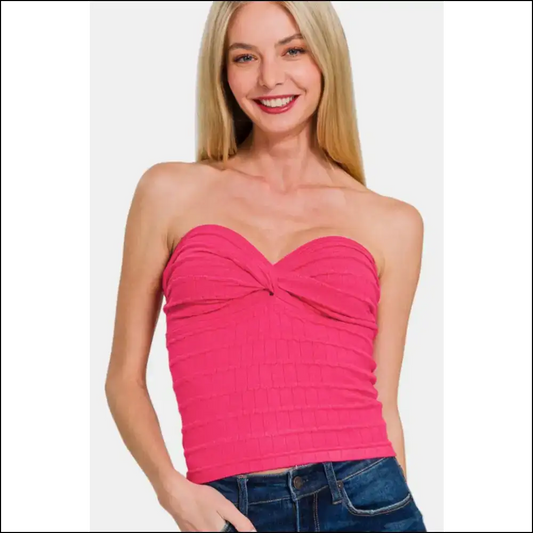 Twisted Sweetheart Neck Top - Flattering & Chic - Hot Pink / s - Tank Tops on Sale Worldwide Shipping