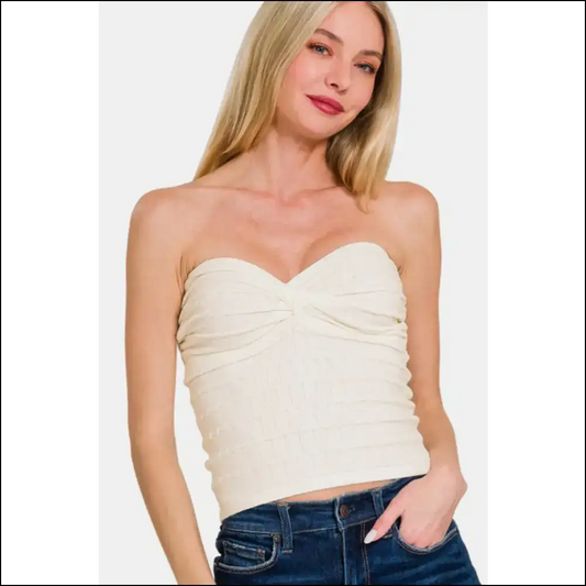 Twisted Sweetheart Neck: your Daily Dose of Curve-hugging Bliss! 🌞💖 - Ivory / s - Tank Tops on Sale Worldwide Shipping