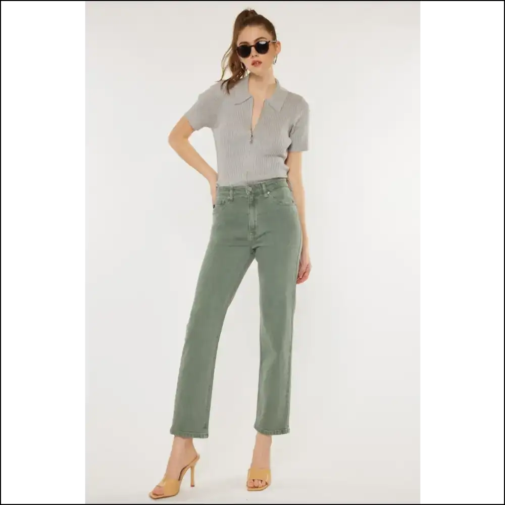 Ultimate 90s Throwback: Needful Things Ultra High Rise Straight Vibes! 🍏✨ - Green / 11 - Jeans on Sale Worldwide Shipping