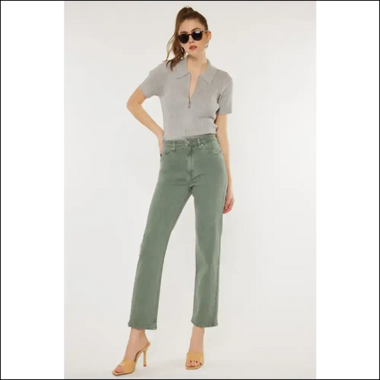 Ultimate 90s Throwback: Needful Things Ultra High Rise Straight Vibes! 🍏✨ - Green / 11 - Jeans on Sale Worldwide Shipping