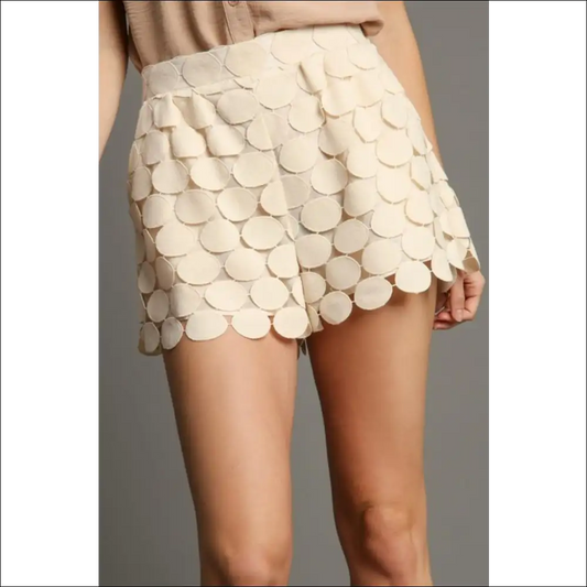 Whimsical Polka Dot Lace Shorts for Plus Size Fashion - Sand / 2xl - on Sale Worldwide Shipping