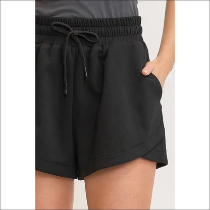 Umgee Plus Size Drawstring Sweat Shorts with Pockets - on Sale Worldwide Shipping