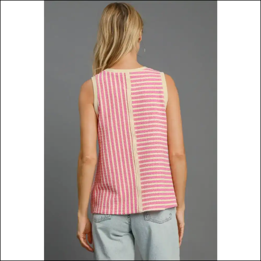Umgee Textured Striped Tank - your New Wardrobe Essential! - Tops on Sale Worldwide Shipping