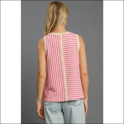 Umgee Textured Striped Tank - your New Wardrobe Essential! - Tops on Sale Worldwide Shipping