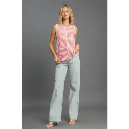 Umgee Textured Striped Tank - your New Wardrobe Essential! - Tops on Sale Worldwide Shipping