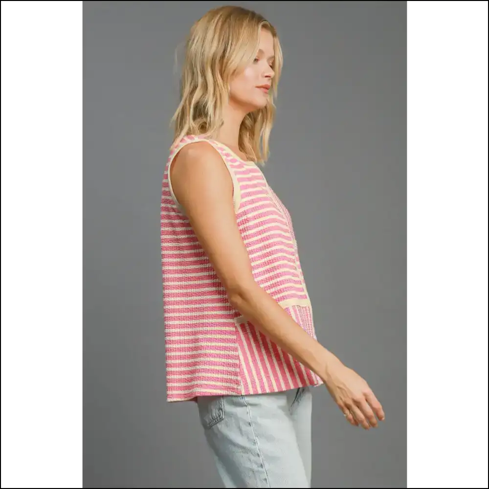 Umgee Textured Striped Tank - your New Wardrobe Essential! - Tops on Sale Worldwide Shipping