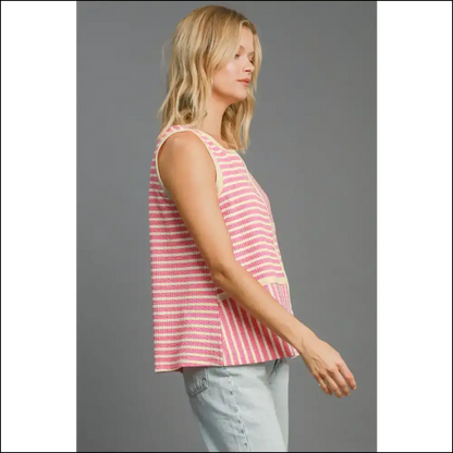 Umgee Textured Striped Tank - your New Wardrobe Essential! - Tops on Sale Worldwide Shipping
