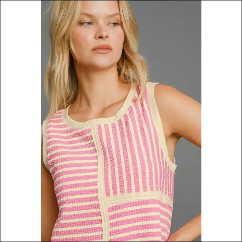 Umgee Textured Striped Tank - your New Wardrobe Essential! - Tops on Sale Worldwide Shipping