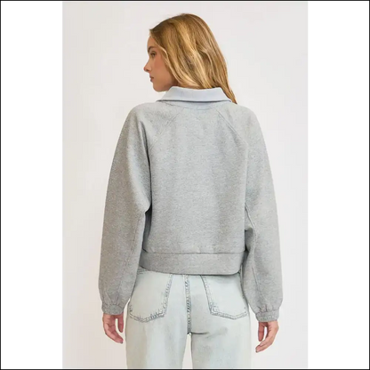 Umgee Trendy Half Zip Cropped Sweatshirt - Plus Size - Sweatshirts & Hoodies on Sale Worldwide Shipping