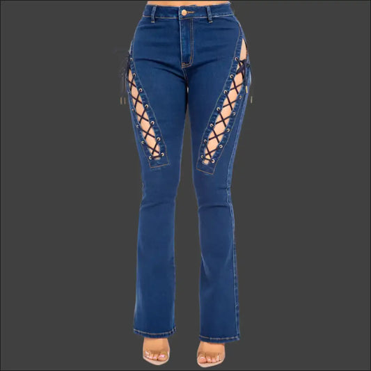 Unleash your Inner Bazi: High Rise Jeans that Lift More than just Spirits! - Blue / l - on Sale Worldwide Shipping