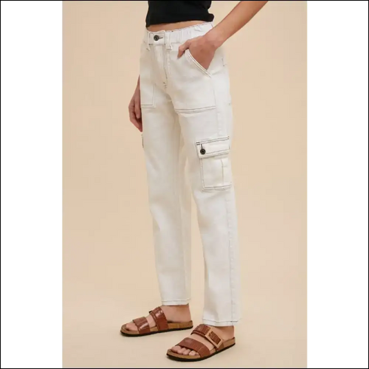 Unleash your Inner Boss Babe in Annie Wear Chic Straight Leg Cargo Jeans! 💥😂 - White / s - Jeans on Sale Worldwide Shipping