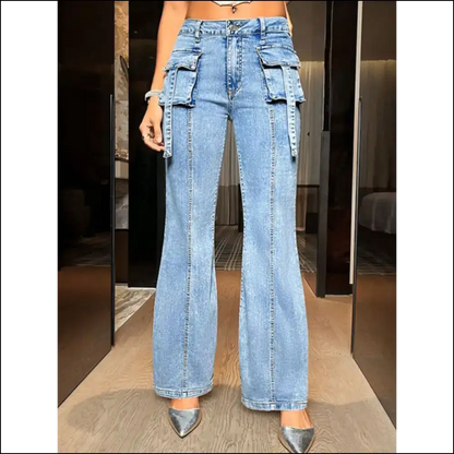 Unleash your Inner Boss Babe with Chic Mid Rise Cargo Hero Jeans! 💪👖 - Jeans on Sale Worldwide Shipping
