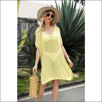 Unleash your Inner Diva in our Slit-tastically Fabulous Needful Things Cover-up Dress! 💃✨ - Yellow / one Size - Cover-ups Swimwear on Sale