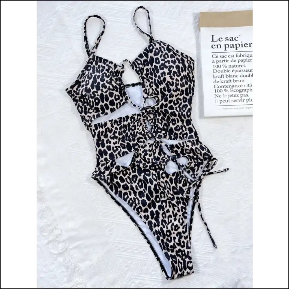 Unleash your Inner Diva in the Leopard Cutout Tied Swimsuit 🐆💦 - One-piece one Piece Swimwear on Sale Worldwide Shipping