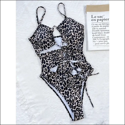 Unleash your Inner Diva in the Leopard Cutout Tied Swimsuit 🐆💦 - One-piece one Piece Swimwear on Sale Worldwide Shipping