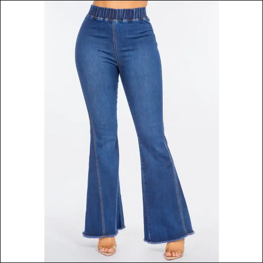 Unleash your Inner Diva with American Bazi Curvy Flare Jeans! 🍑✨ - Blue / s - Jeans on Sale Worldwide Shipping