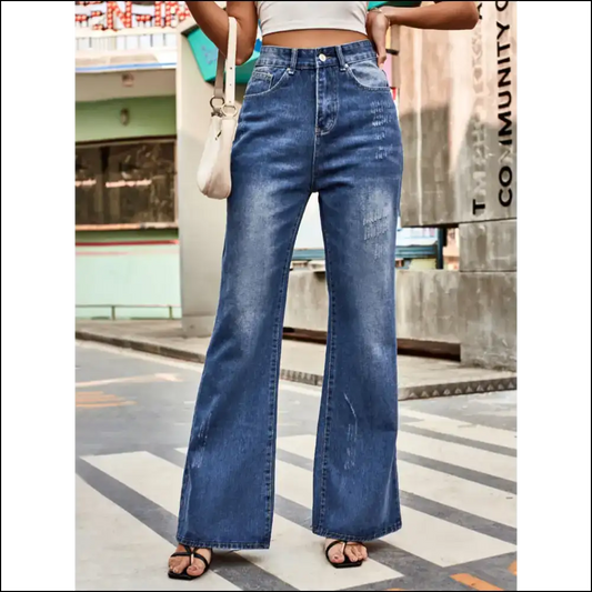 Unleash your Inner Diva with Chic High Rise Bootcut Jeans from Needful Things! 😂💃✨ - Dark / s - on Sale Worldwide Shipping