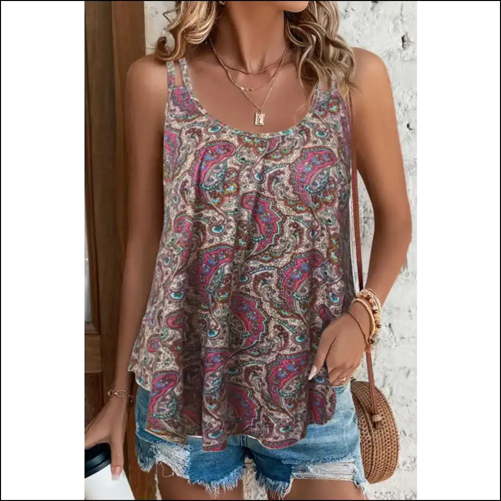 Unleash your Inner Diva with our Shiny Scoop Neck Cami of Glam!✨ - Rose / l - Tank Tops on Sale Worldwide Shipping