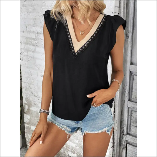 Unleash your Inner Diva with Perfee Ruffled V-neck Tank - Confidence Awaits! 💃 - Black / s - Tops on Sale Worldwide Shipping