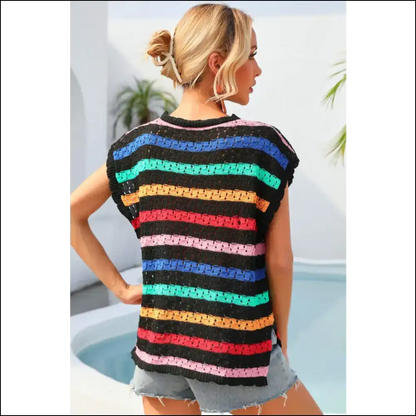 Unleash your Inner Diva with Wings Striped Cover Up - Flap Baby! - Cover-ups Swimwear on Sale Worldwide Shipping