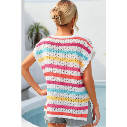Unleash your Inner Diva with Wings Striped Cover Up - Flap Baby! - Cover-ups Swimwear on Sale Worldwide Shipping