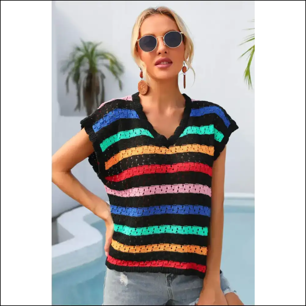 Unleash your Inner Diva with Wings Striped Cover Up - Flap Baby! - Black / s - Cover-ups Swimwear on Sale Worldwide Shipping