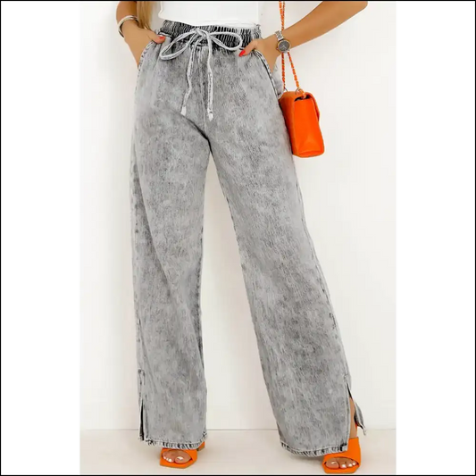 Unleash your Inner Fashion Hero with Needful Things Chic Slit Drawstring Jeans! 💥 - Dark Gray / m - Jeans on Sale Worldwide Shipping