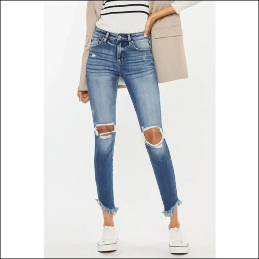 Unleash your Inner Fashionista in Kancan High Waist Distressed Jeans! 😎✨ - Light / 5 - Jeans on Sale Worldwide Shipping