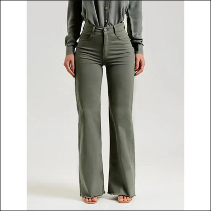 Unleash your Inner Fashionista with Chic Buttoned Raw Hem Jeans! - Sage / s - Jeans on Sale Worldwide Shipping