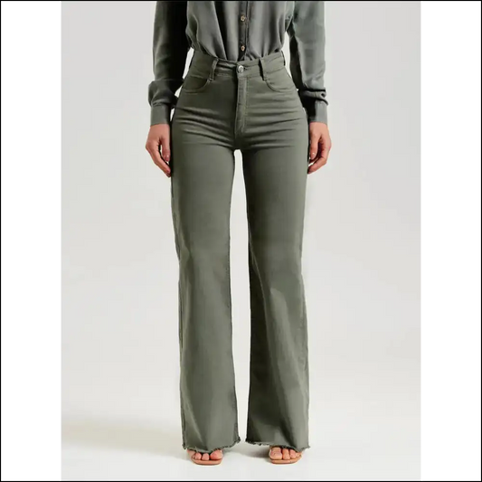 Unleash your Inner Fashionista with Chic Buttoned Raw Hem Jeans! - Sage / s - Jeans on Sale Worldwide Shipping