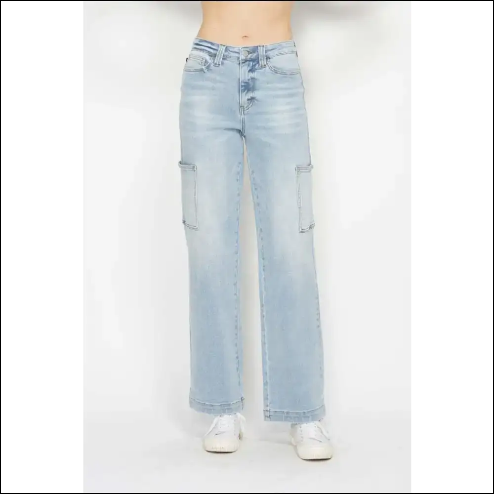 Unleash your Inner Fashionista with Judy Blue High Waist Cargo Jeans! 😎✨ - Light / 24w - Jeans on Sale Worldwide Shipping