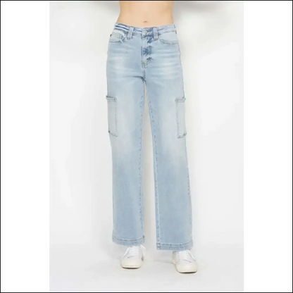 Unleash your Inner Fashionista with Judy Blue High Waist Cargo Jeans! 😎✨ - Light / 24w - Jeans on Sale Worldwide Shipping