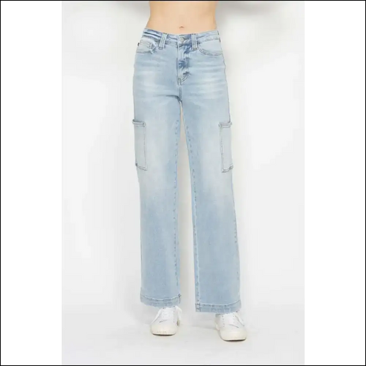 Unleash your Inner Fashionista with Judy Blue High Waist Cargo Jeans! 😎✨ - Light / 24w - Jeans on Sale Worldwide Shipping