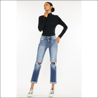 Unleash your Inner Fashionista with Kancan High Waist Distressed Jeans 😂👖 - on Sale Worldwide Shipping