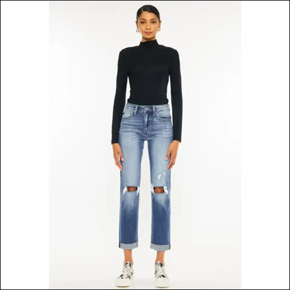 Unleash your Inner Fashionista with Kancan High Waist Distressed Jeans 😂👖 - on Sale Worldwide Shipping