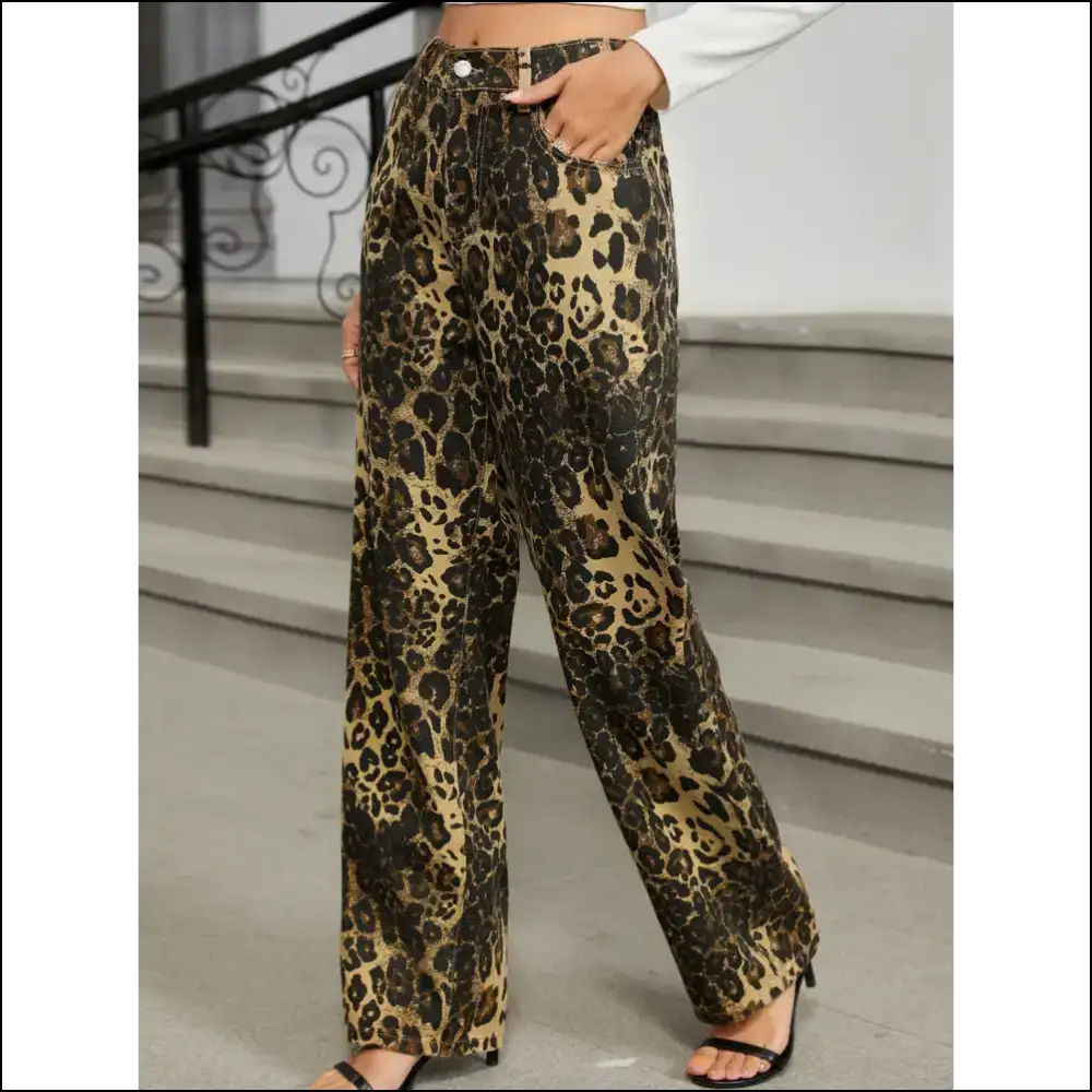 Unleash your Inner Fashionista with Needful Things Chic Leopard Print Jeans 🐆👖 - on Sale Worldwide Shipping